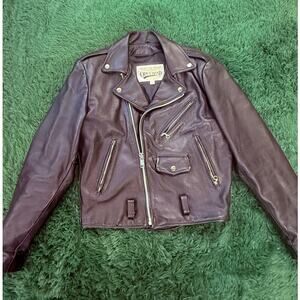 Open Road Men’s Black Leather Off Center Jacket Punk rock Sz 38 Vintage